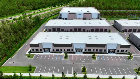 Aerial of new flex warehouse buildings in Fort Myers
