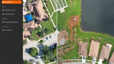 Side-by-side of a Florida property before and after storm damage, used to illustrate baseline documentation