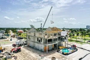 Drone perspective of construction site for progress monitoring